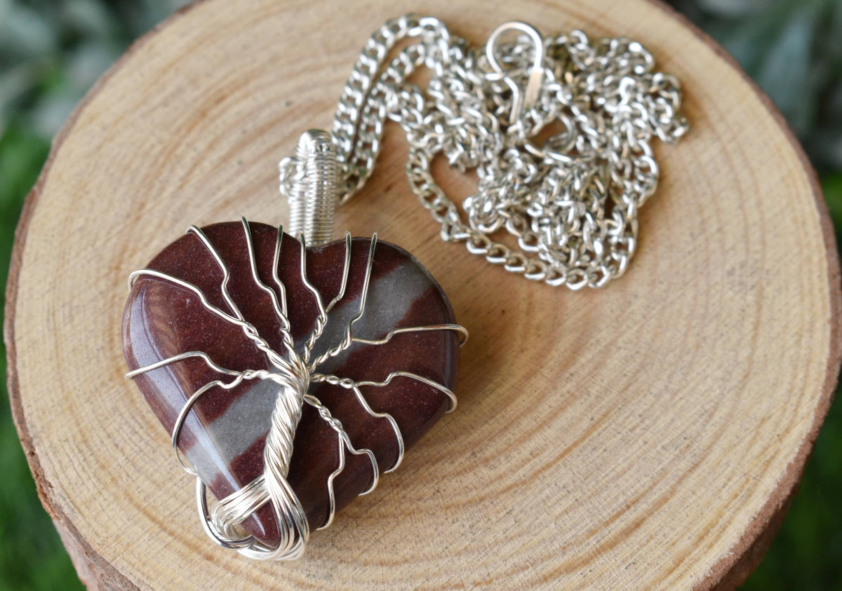 Narmada Heart Silver Wire Wrapped Pendant, Crystal Heart Gemstone Pendant | | Wiccan Center