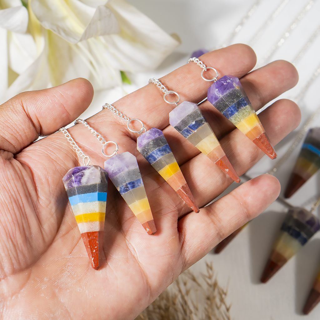 Chakra Pendulums, 7 Chakras crystals Pendulums.