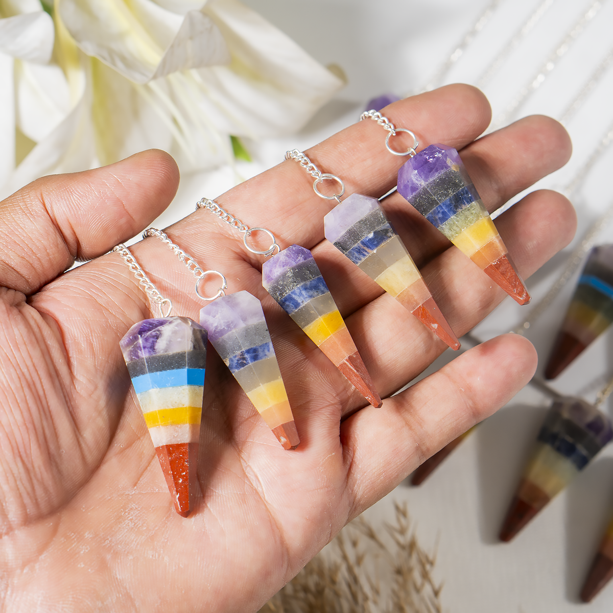 Chakra Pendulums, 7 Chakras crystals Pendulums.