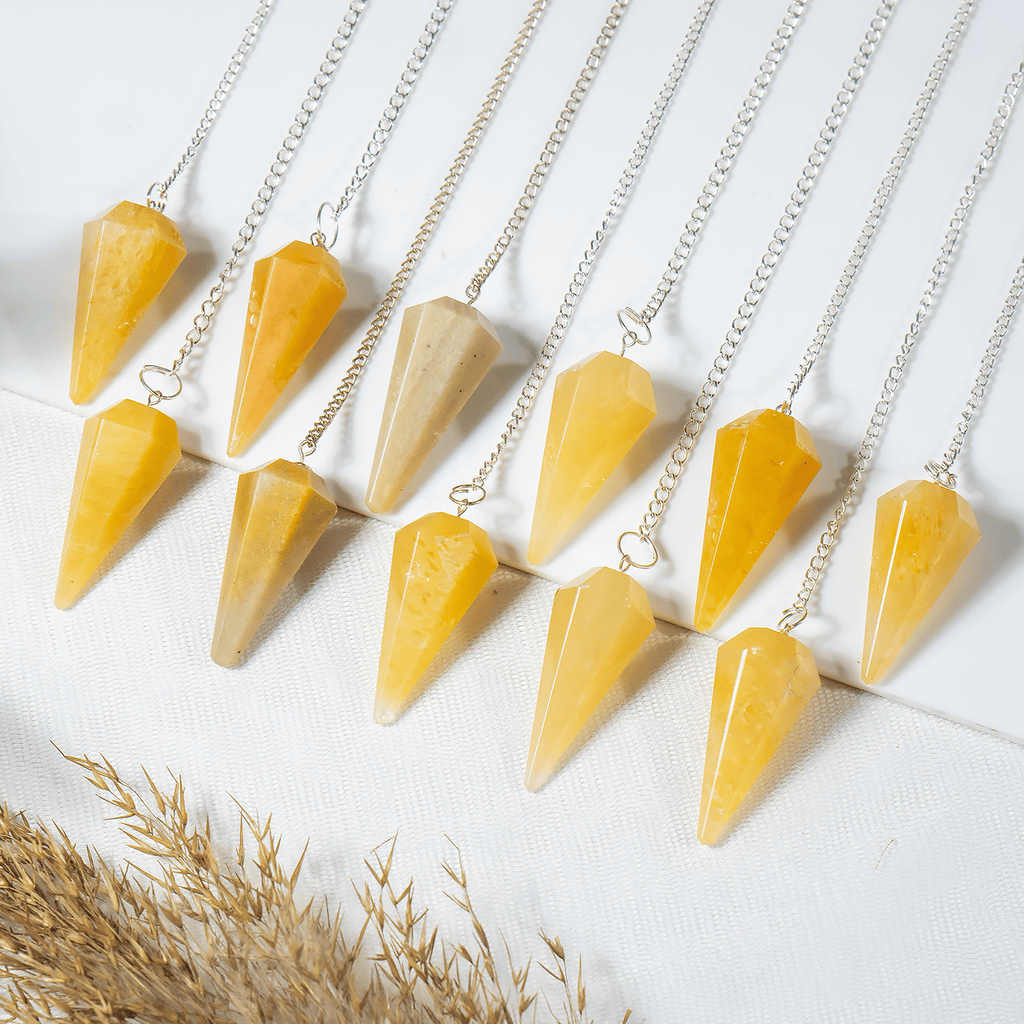 Yellow Aventurine Faceted Hexagon Pendulum, Crystal Pendulum