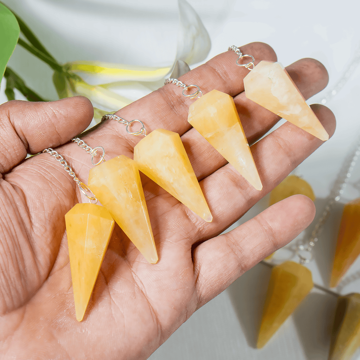 Yellow Aventurine Faceted Hexagon Pendulum, Crystal Pendulum