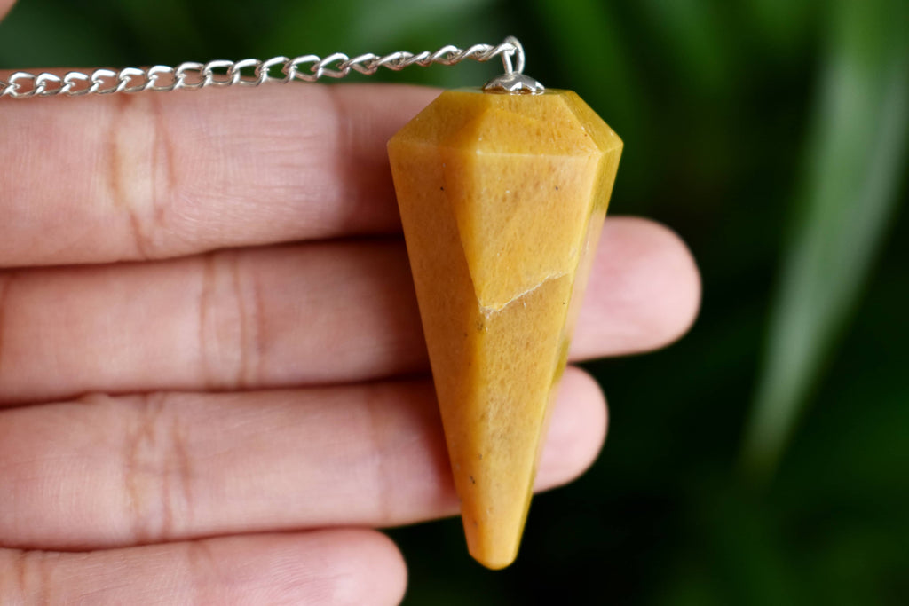 Yellow Aventurine Faceted Hexagon Pendulum, Crystal Pendulum