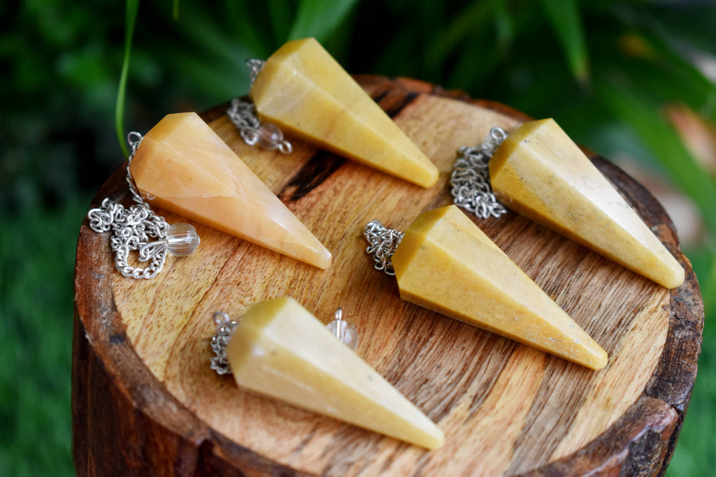 Yellow Aventurine Faceted Hexagon Pendulum, Crystal Pendulum