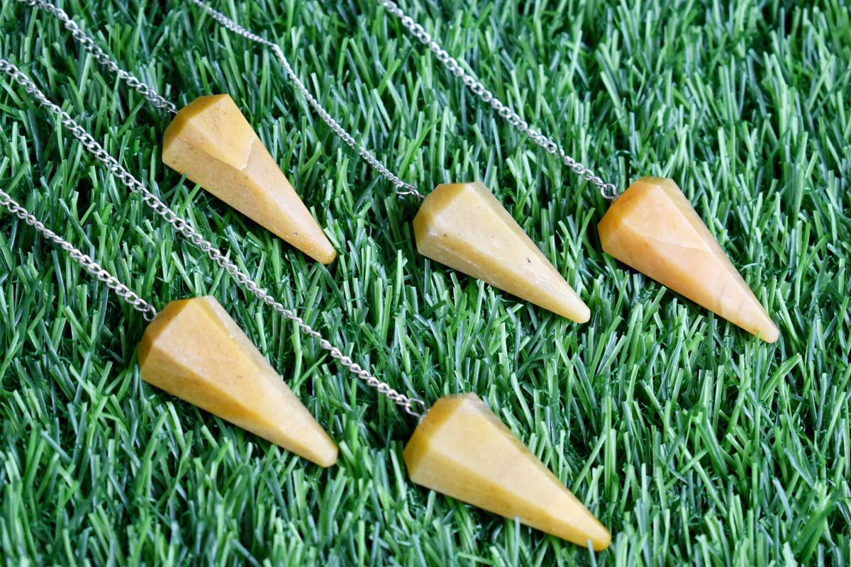 Yellow Aventurine Faceted Hexagon Pendulum, Crystal Pendulum