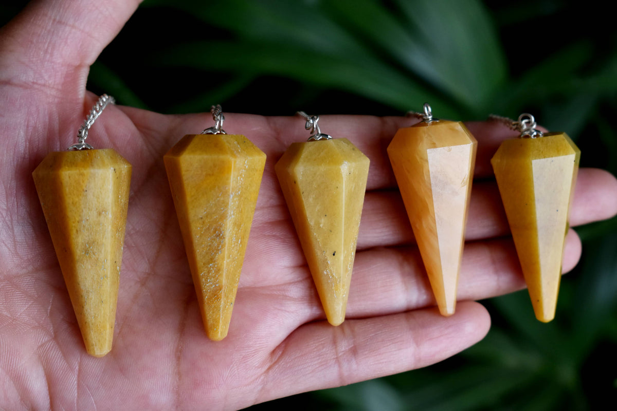 Yellow Aventurine Faceted Hexagon Pendulum, Crystal Pendulum