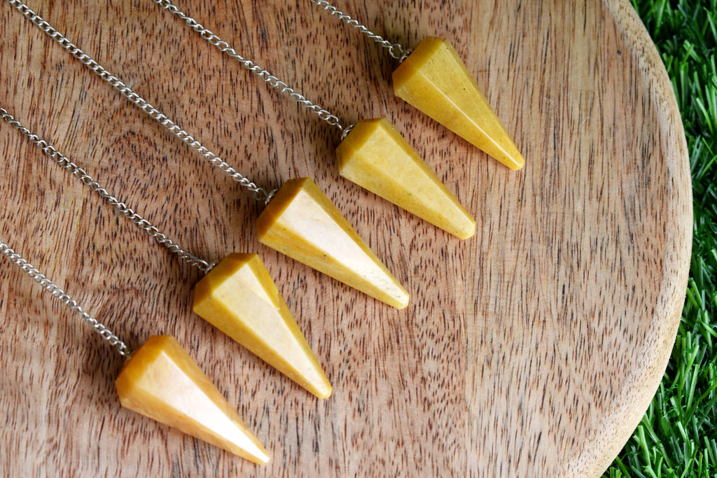 Yellow Aventurine Faceted Hexagon Pendulum, Crystal Pendulum