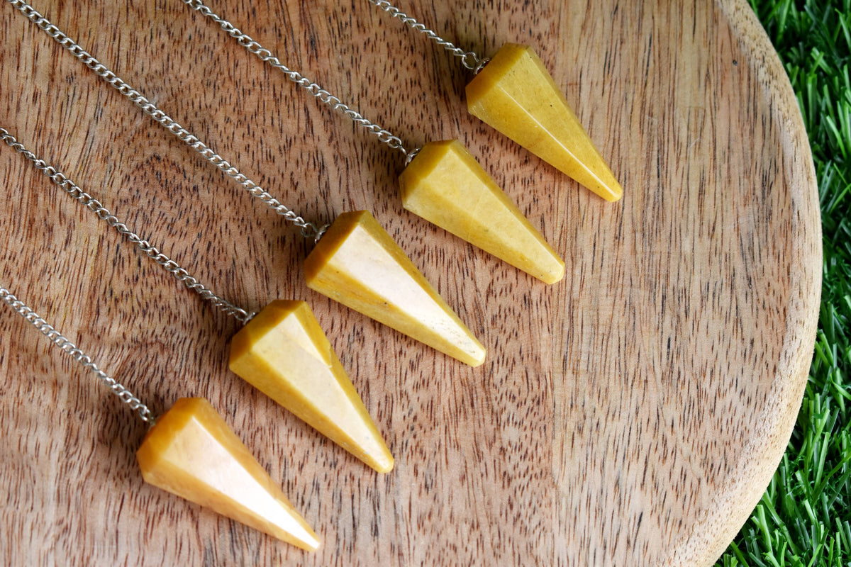 Yellow Aventurine Faceted Hexagon Pendulum, Crystal Pendulum