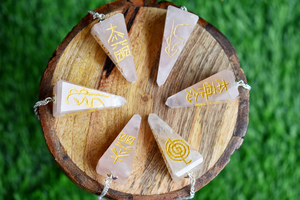 Rose Quartz Reiki Faceted Hexagon Pendulum, Reiki Crystal Pendulum | Pendulums | Wiccan Center