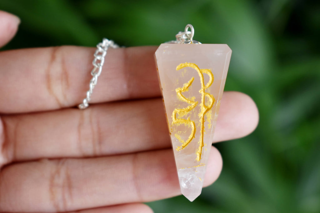 Rose Quartz Reiki Faceted Hexagon Pendulum, Reiki Crystal Pendulum | Pendulums | Wiccan Center