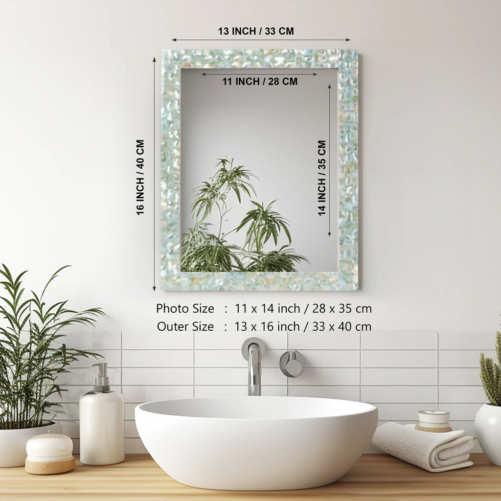 Make To Order Mother Of Pearl Green Mirror in 7 Sizes | Mirror | Wiccan Center