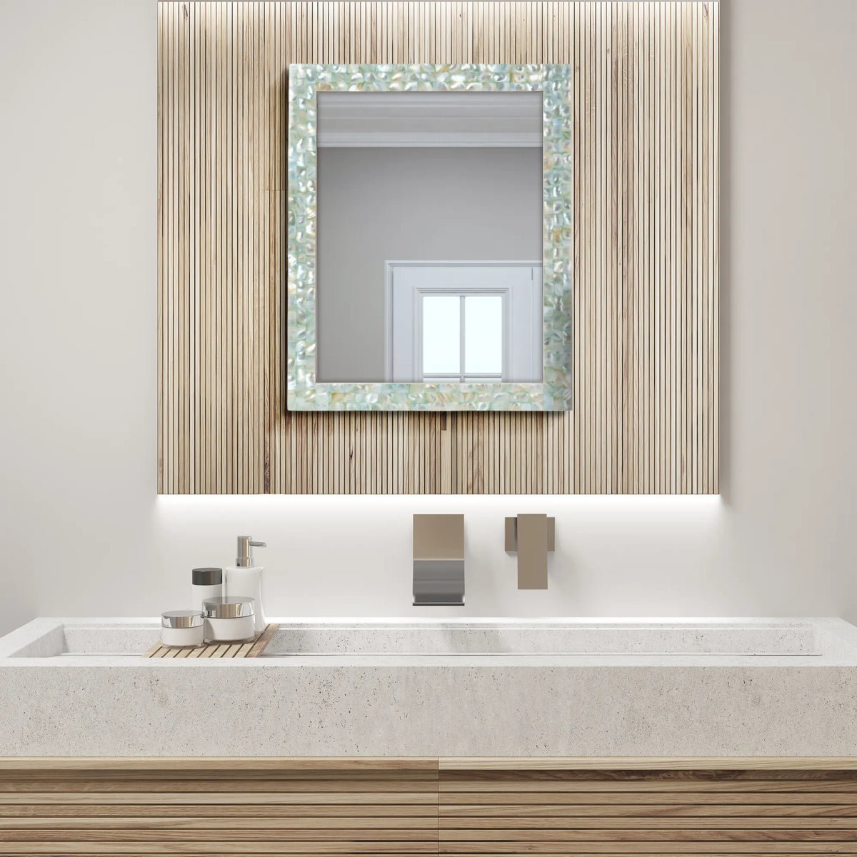 Make To Order Mother Of Pearl Green Mirror - 16x20 inches | Mirror | Wiccan Center
