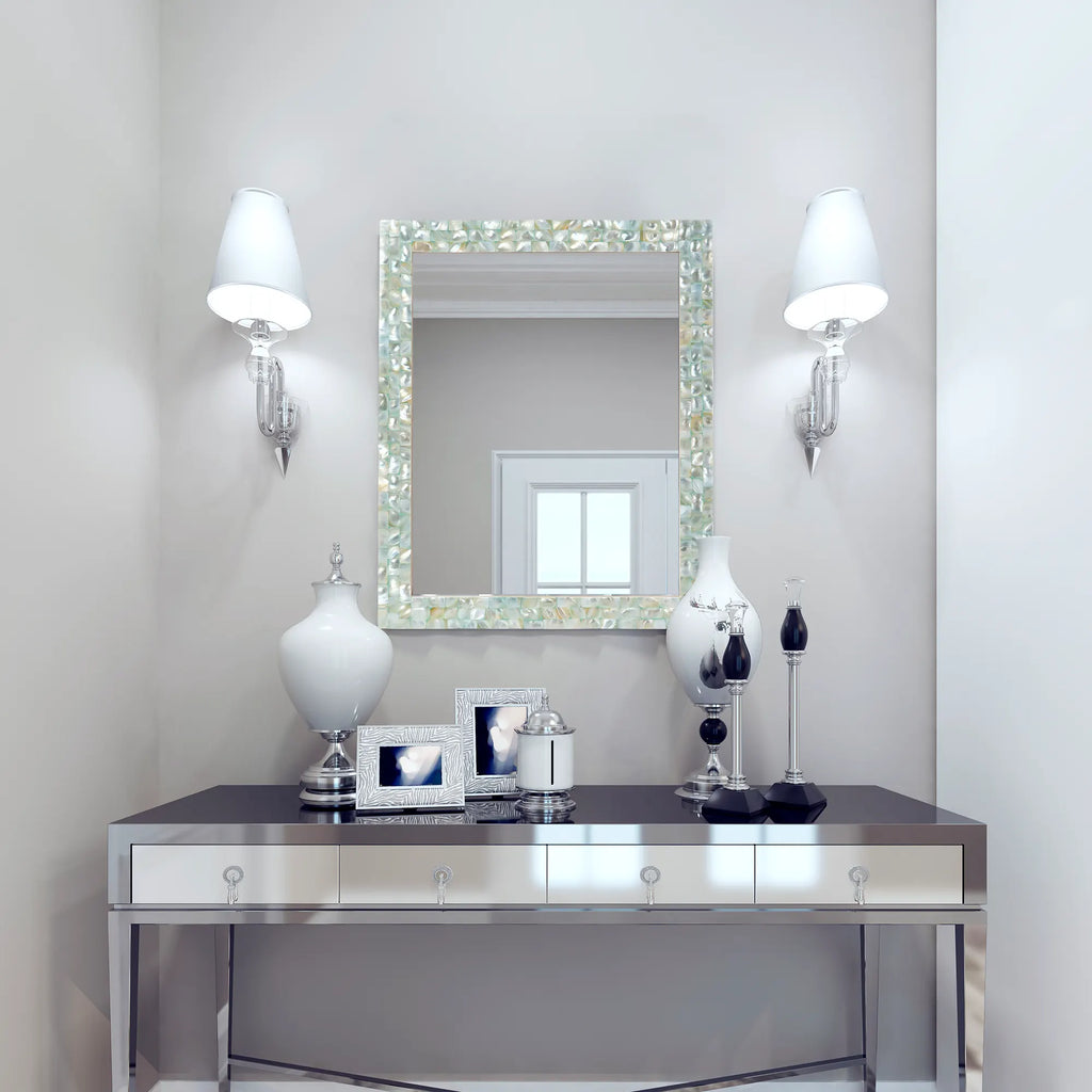Make To Order Mother Of Pearl Green Mirror in 7 Sizes | Mirror | Wiccan Center