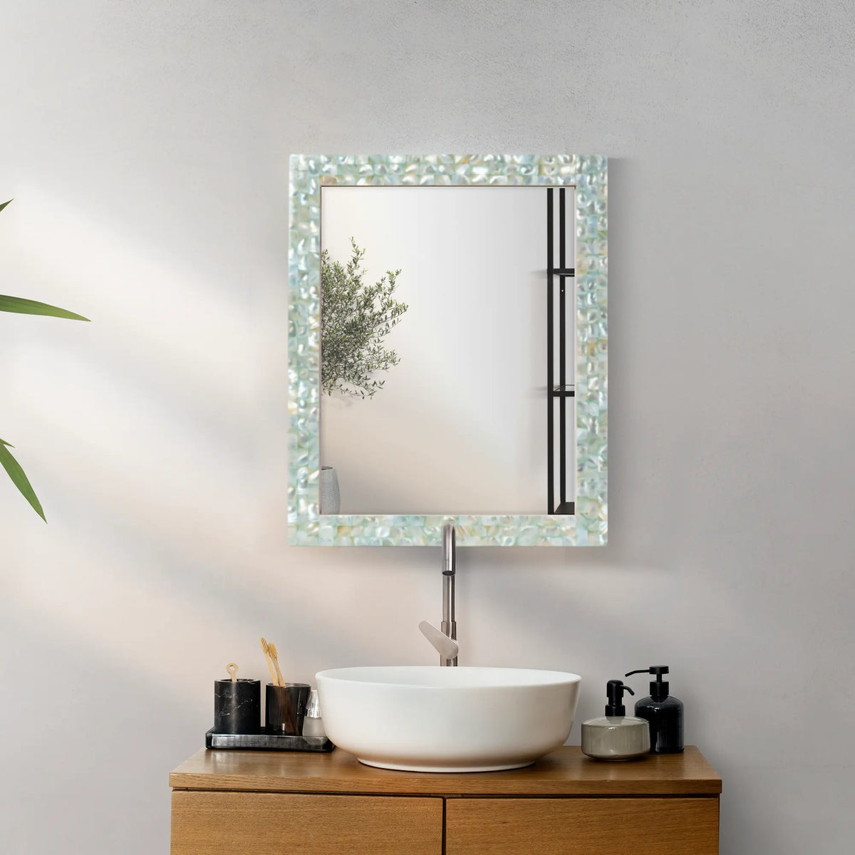 Make To Order Mother Of Pearl Green Mirror - 16x20 inches | Mirror | Wiccan Center