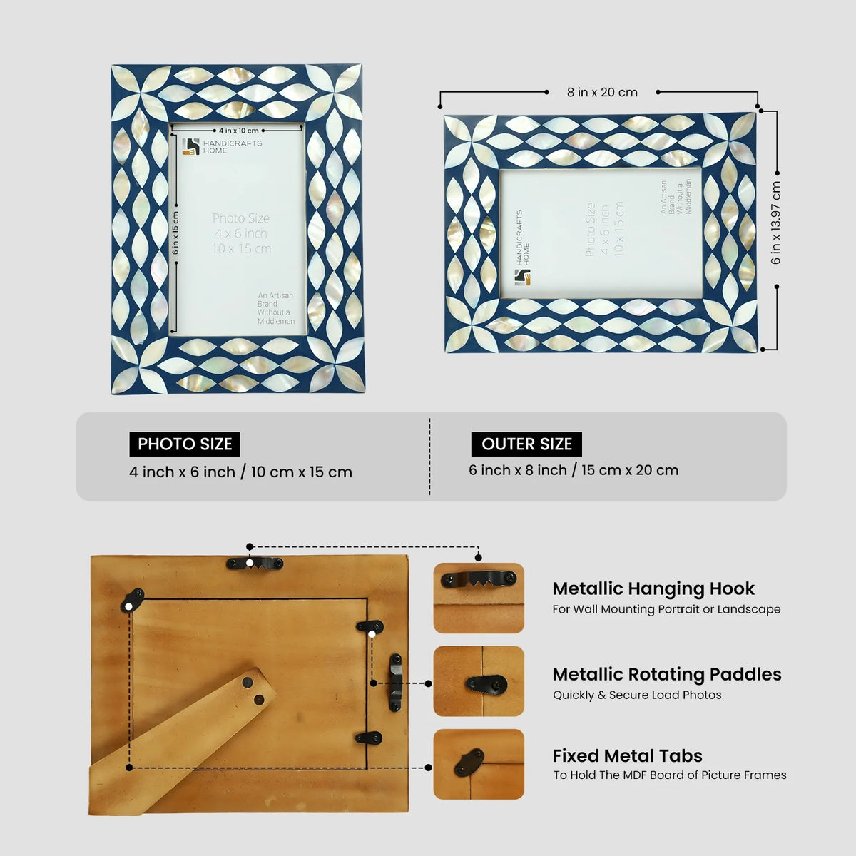 Picture Frame Avant Floral Collection Mother of Pearl & Resin Inlay White – 4x6 | Picture Frames | Wiccan Center