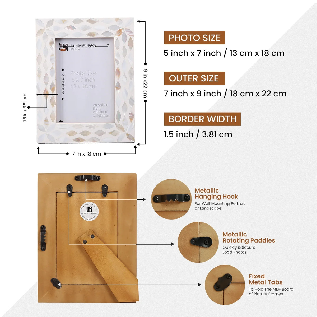 Picture Frames Avant Floral Collection Mother of Pearl Resin Inlay White 5x7" | Picture Frames | Wiccan Center