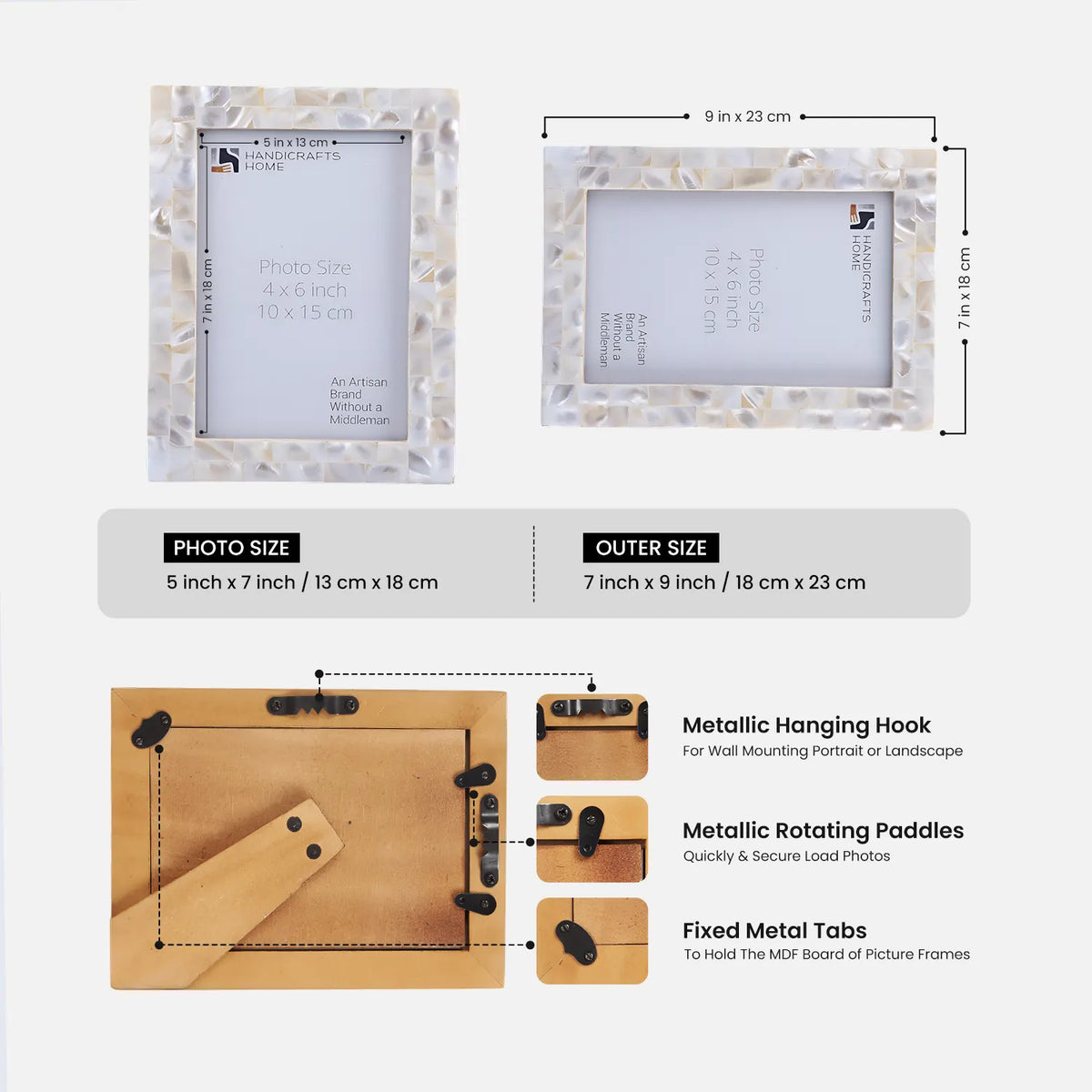 Mother of Pearl Inlay Picture Frame White 4x6 5x7 8x10 | Picture Frames | Wiccan Center