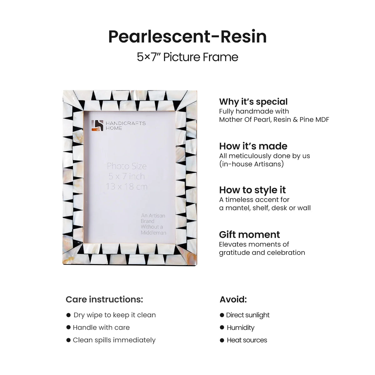 Picture Frames Pearlescent Flash Collection Mother of Pearl Resin White 3 Sizes | Picture Frames | Wiccan Center