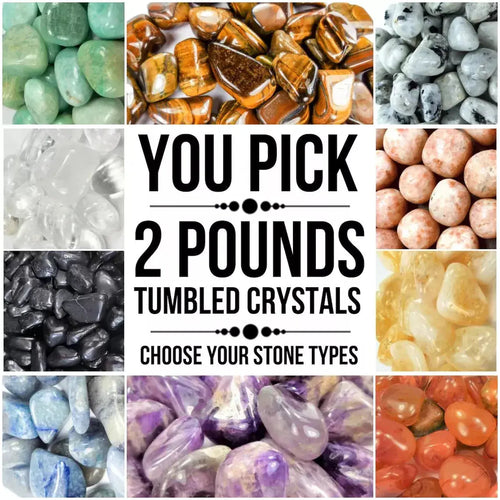2 Lbs Tumbled Crystals Bundle #1 (You Pick) Bulk Wholesale Gemstone Lot Polished Stones Amazing Crystals