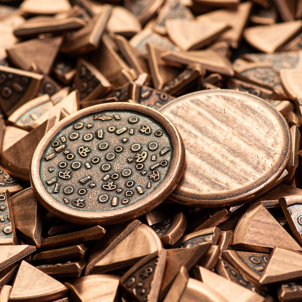 Supreme Pizza Coin in Copper with Tiny Pizza Box