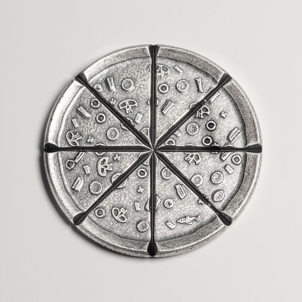Pizzas of Eight Breakable Supreme Pizza Silver Coin with two Tiny Pizza Boxes | Artwork | Wiccan Center