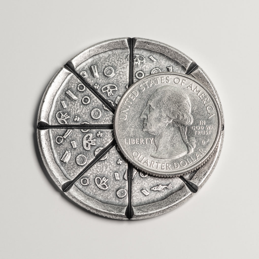 Pizzas of Eight Breakable Supreme Pizza Silver Coin with two Tiny Pizza Boxes | Artwork | Wiccan Center