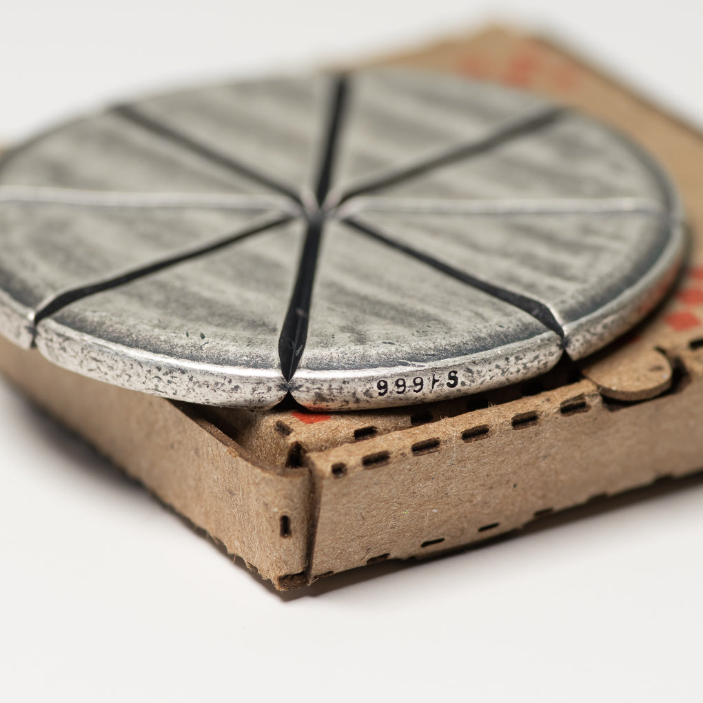 Pizzas of Eight Breakable Supreme Pizza Silver Coin with two Tiny Pizza Boxes | Artwork | Wiccan Center