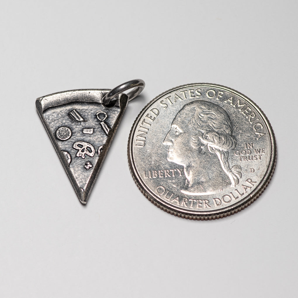 Single Silver Slice of Supreme Pizza Necklace or Keychain | Charms & Pendants | Wiccan Center