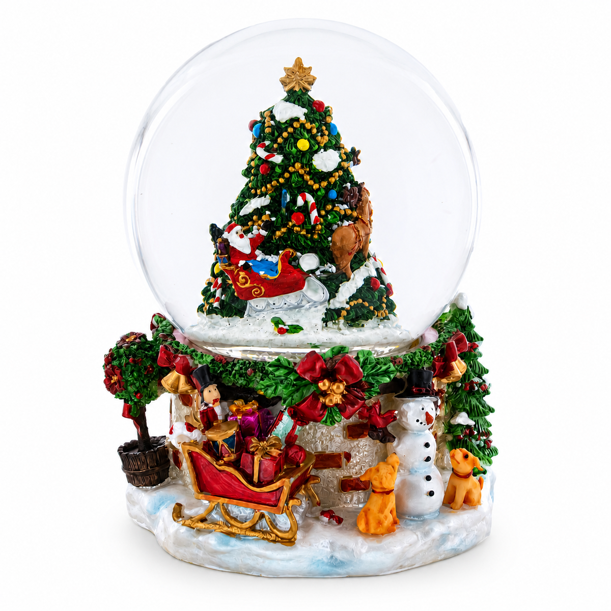 Santa's, Snowman and Canine Companions Musical Water Snow Globe | Snow Globes > Santa | Wiccan Center