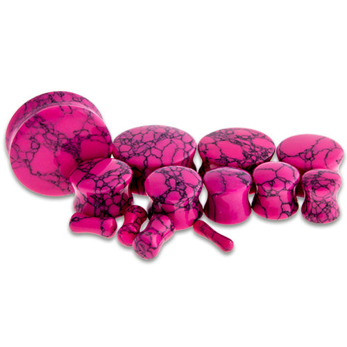 Pink Dyed Howlite Stone Plugs | | Wiccan Center