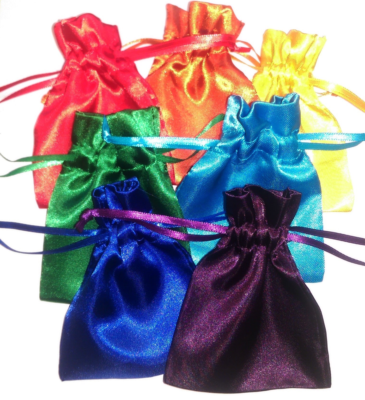 7 Satin Pouches Chakra Set | Satin Bags | Wiccan Center