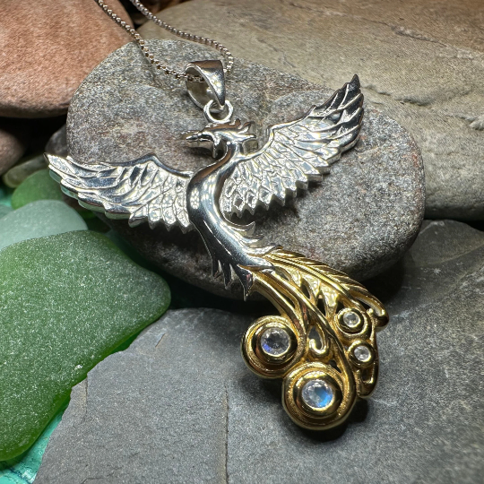 Phoenix Gemstone Necklace in Sterling Silver | Pendant | Wiccan Center