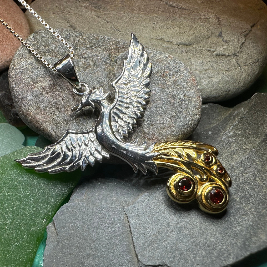 Phoenix Gemstone Necklace in Sterling Silver | Pendant | Wiccan Center
