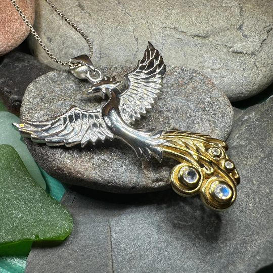 Phoenix Gemstone Necklace in Sterling Silver | Pendant | Wiccan Center