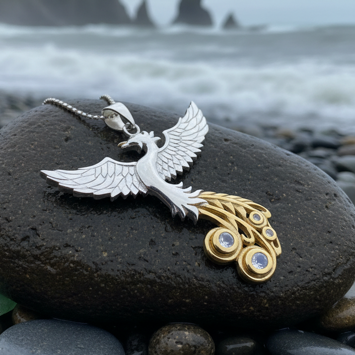 Phoenix Gemstone Necklace in Sterling Silver | Pendant | Wiccan Center