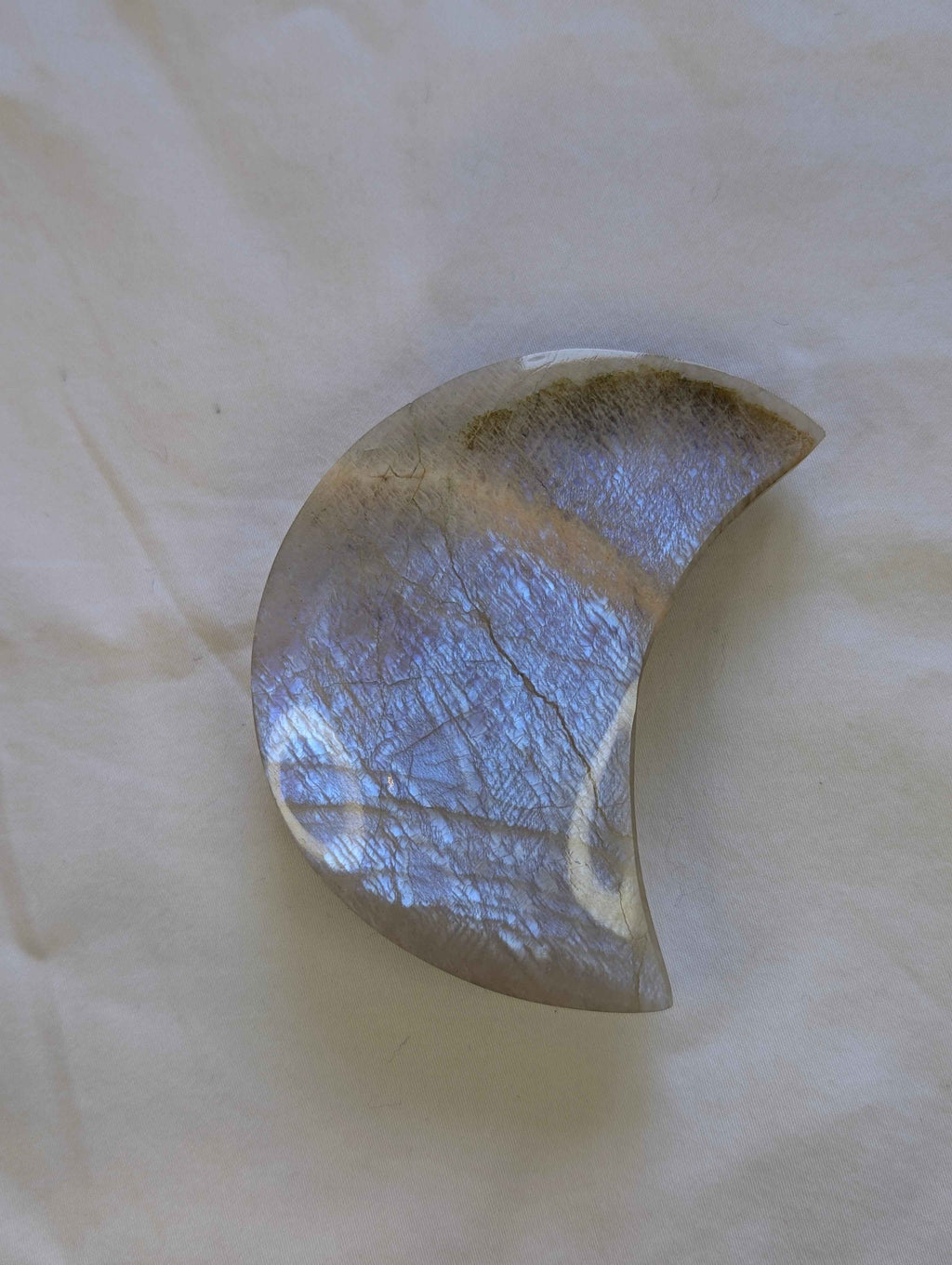 Moonstone Crescent Moon Carving – Intuition, New Beginnings & Emotional Balance | | Wiccan Center