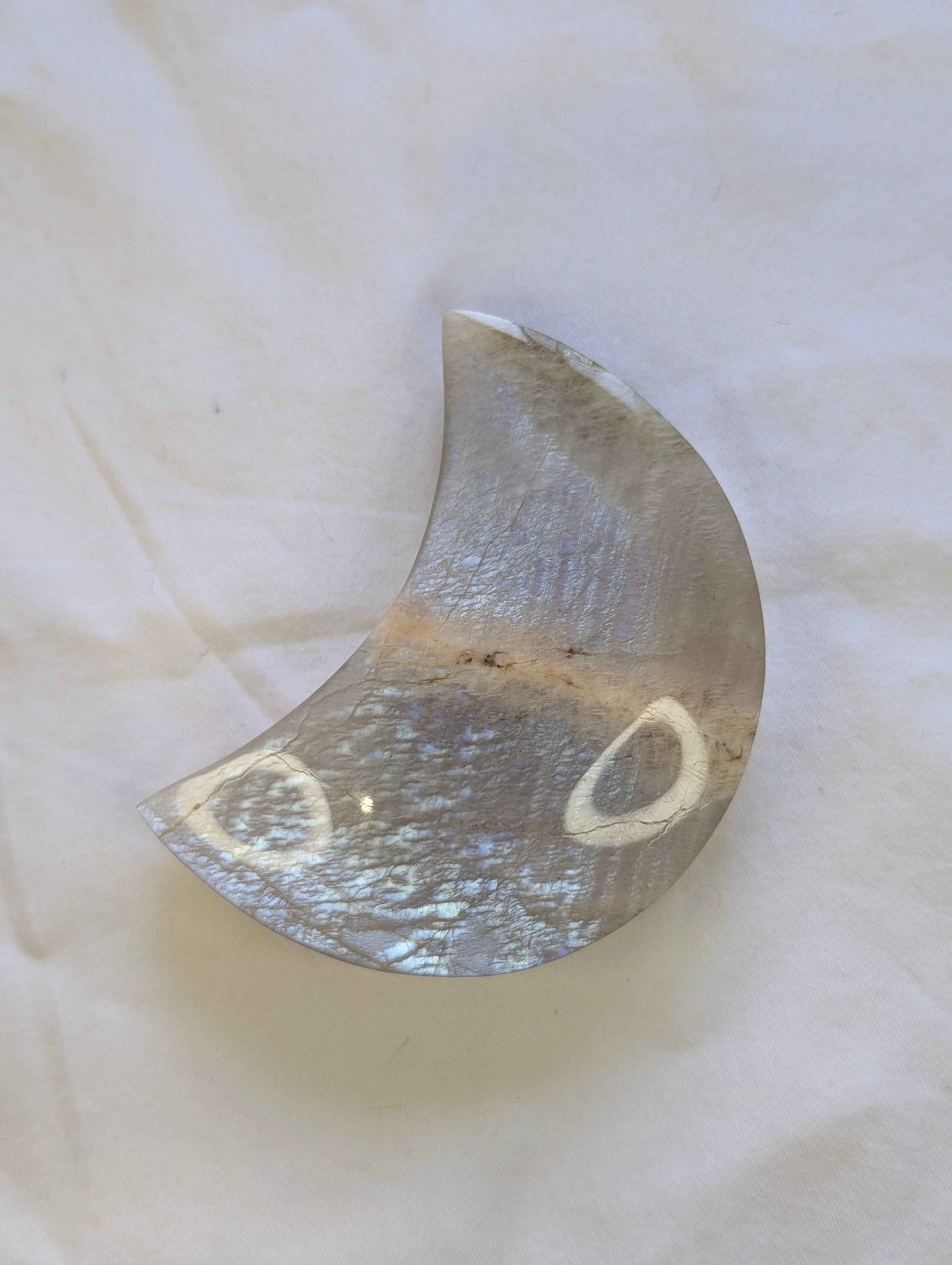 Moonstone Crescent Moon Carving – Intuition, New Beginnings & Emotional Balance | | Wiccan Center