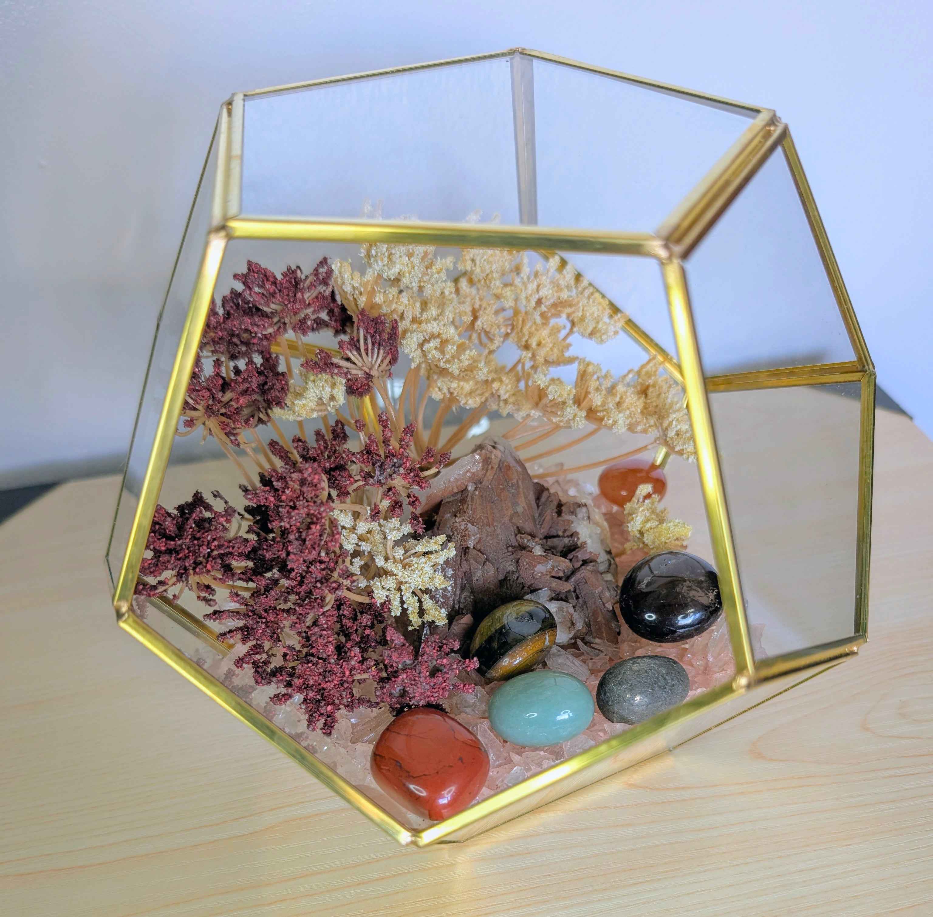 Crystal Geode Terrarium Hematoid Quartz - Grounded Garden | | Wiccan Center