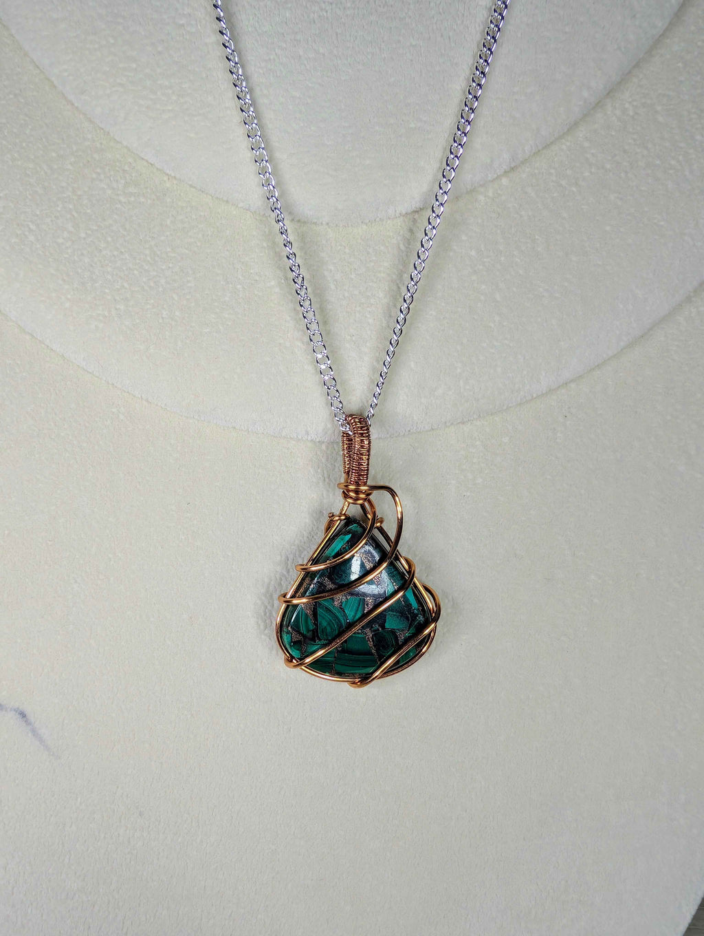 Plated Malachite in Copper Matrix Pendant Necklace | | Wiccan Center