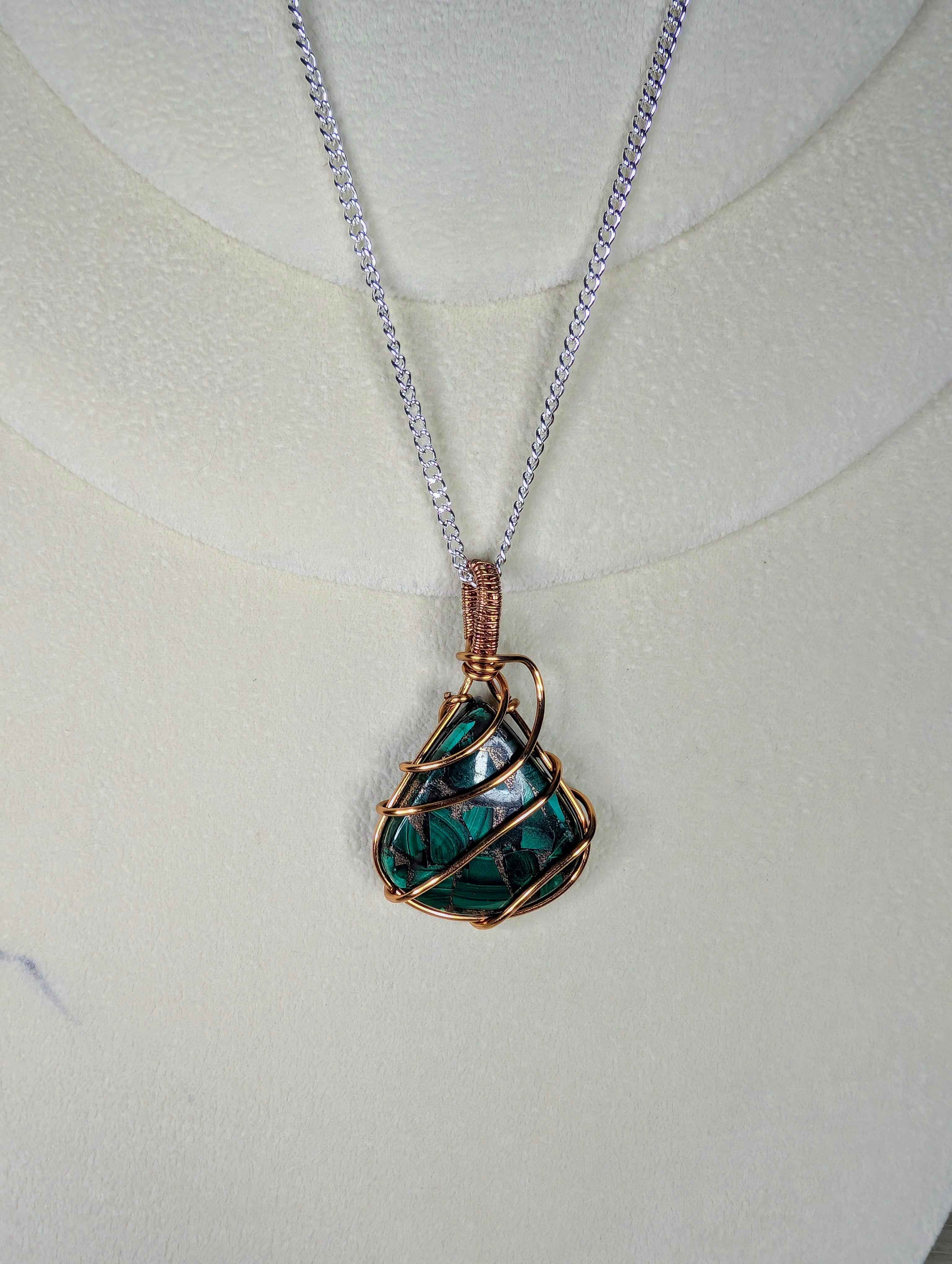 Plated Malachite in Copper Matrix Pendant Necklace | | Wiccan Center