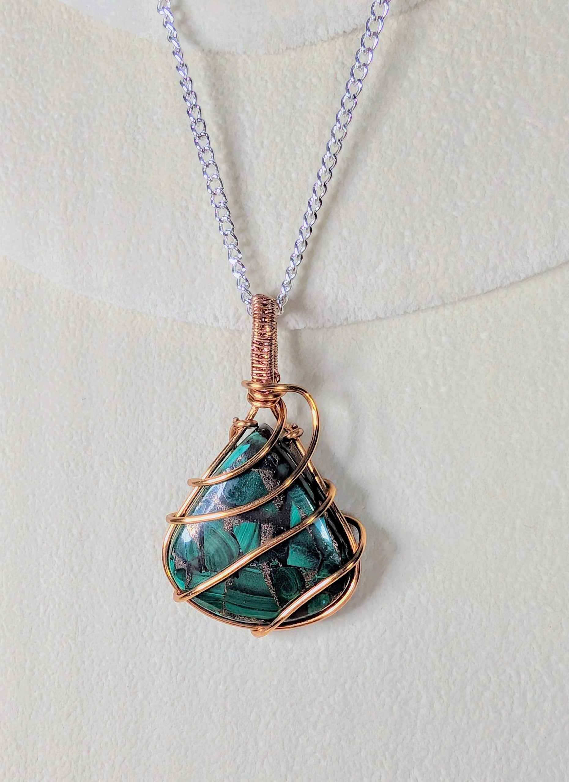 Plated Malachite in Copper Matrix Pendant Necklace | | Wiccan Center