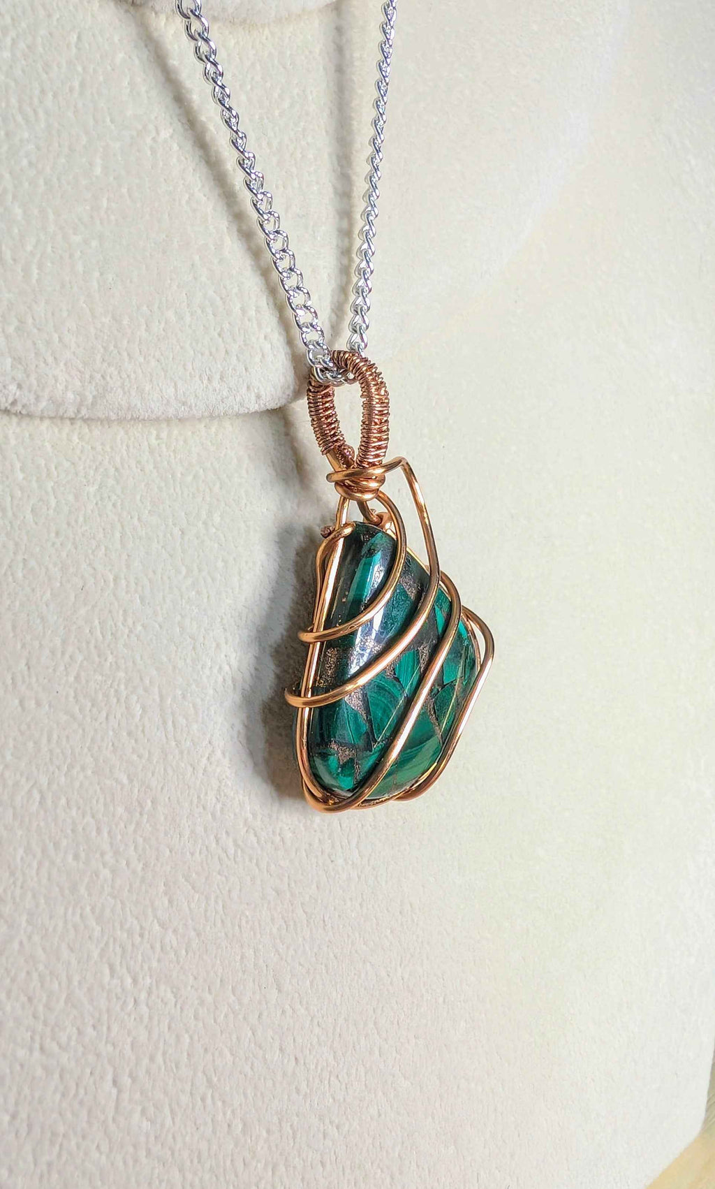 Plated Malachite in Copper Matrix Pendant Necklace | | Wiccan Center