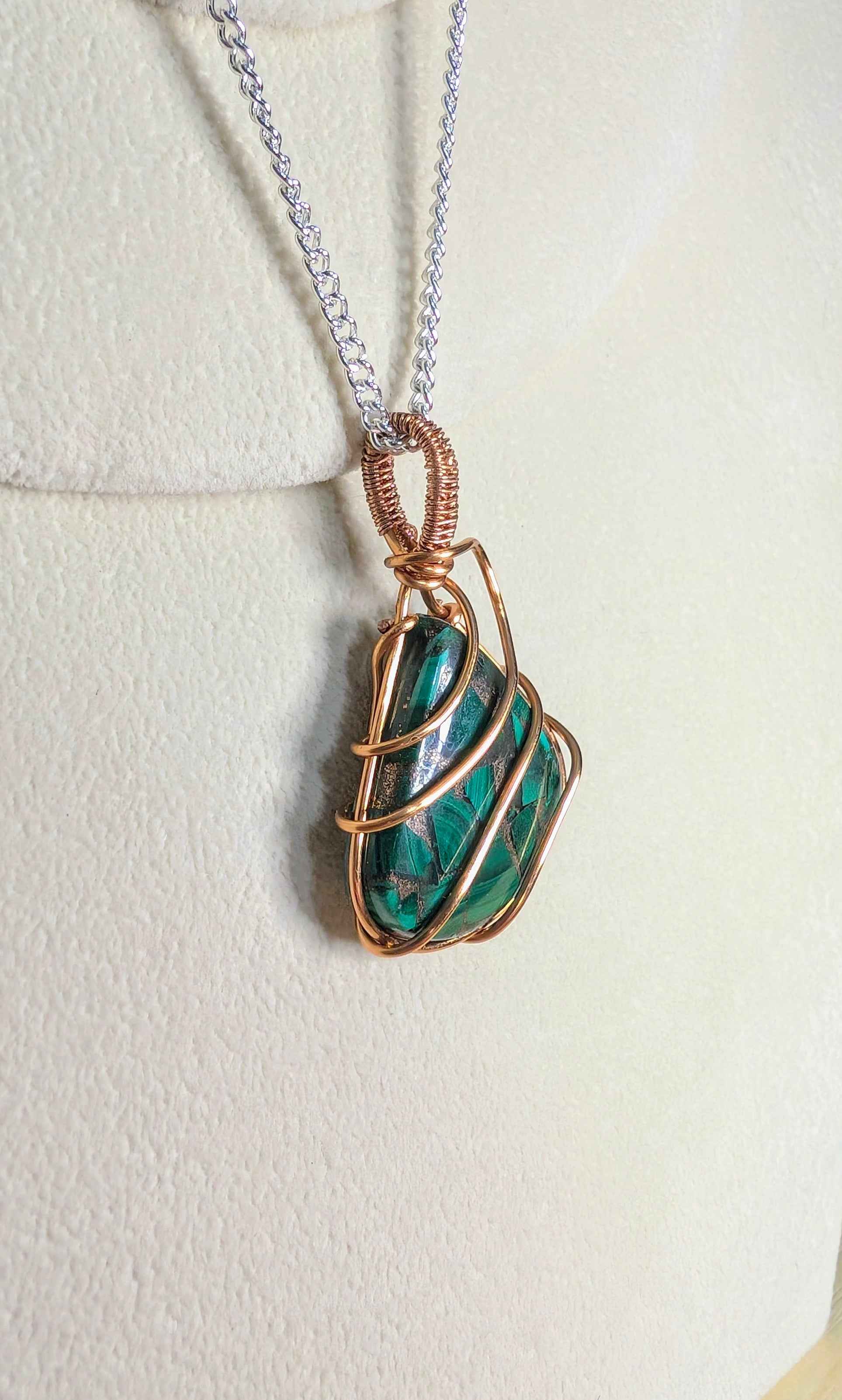 Plated Malachite in Copper Matrix Pendant Necklace | | Wiccan Center