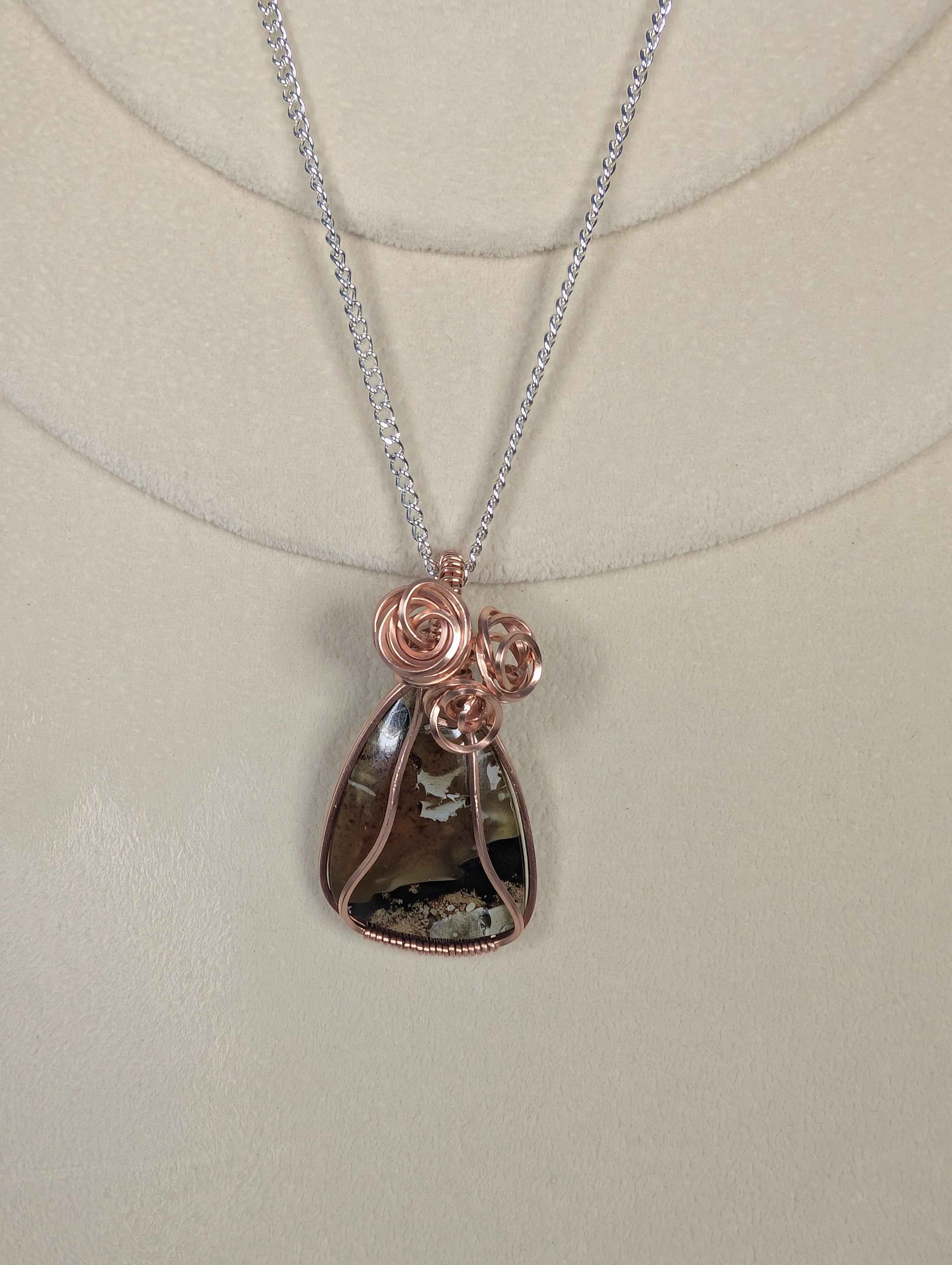 Raw Copper Amber Cabochon Pendant Necklace | | Wiccan Center