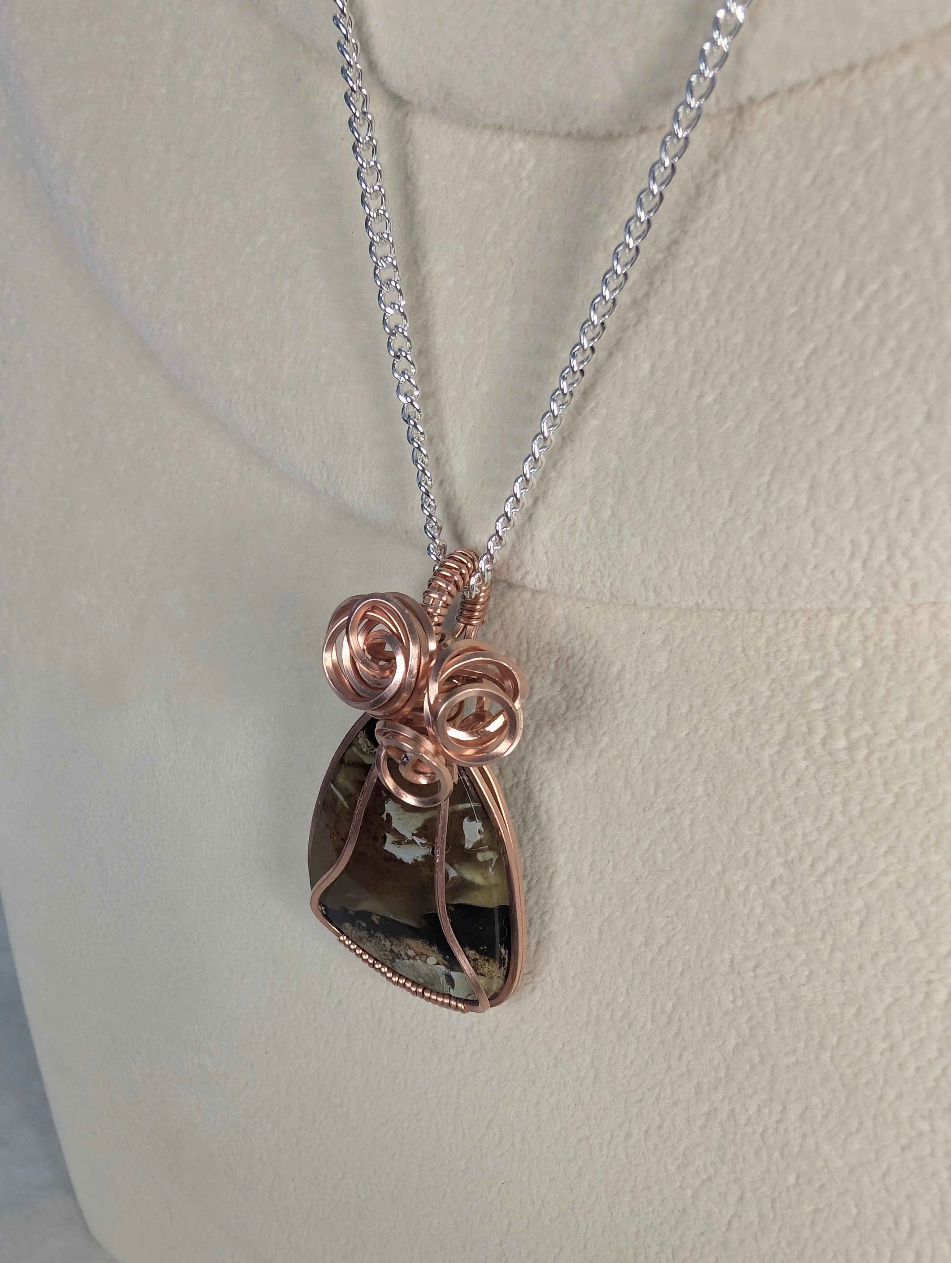 Raw Copper Amber Cabochon Pendant Necklace | | Wiccan Center
