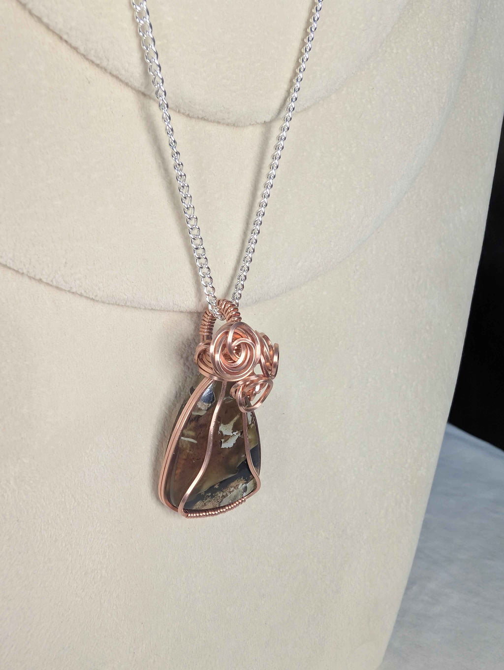 Raw Copper Amber Cabochon Pendant Necklace | | Wiccan Center