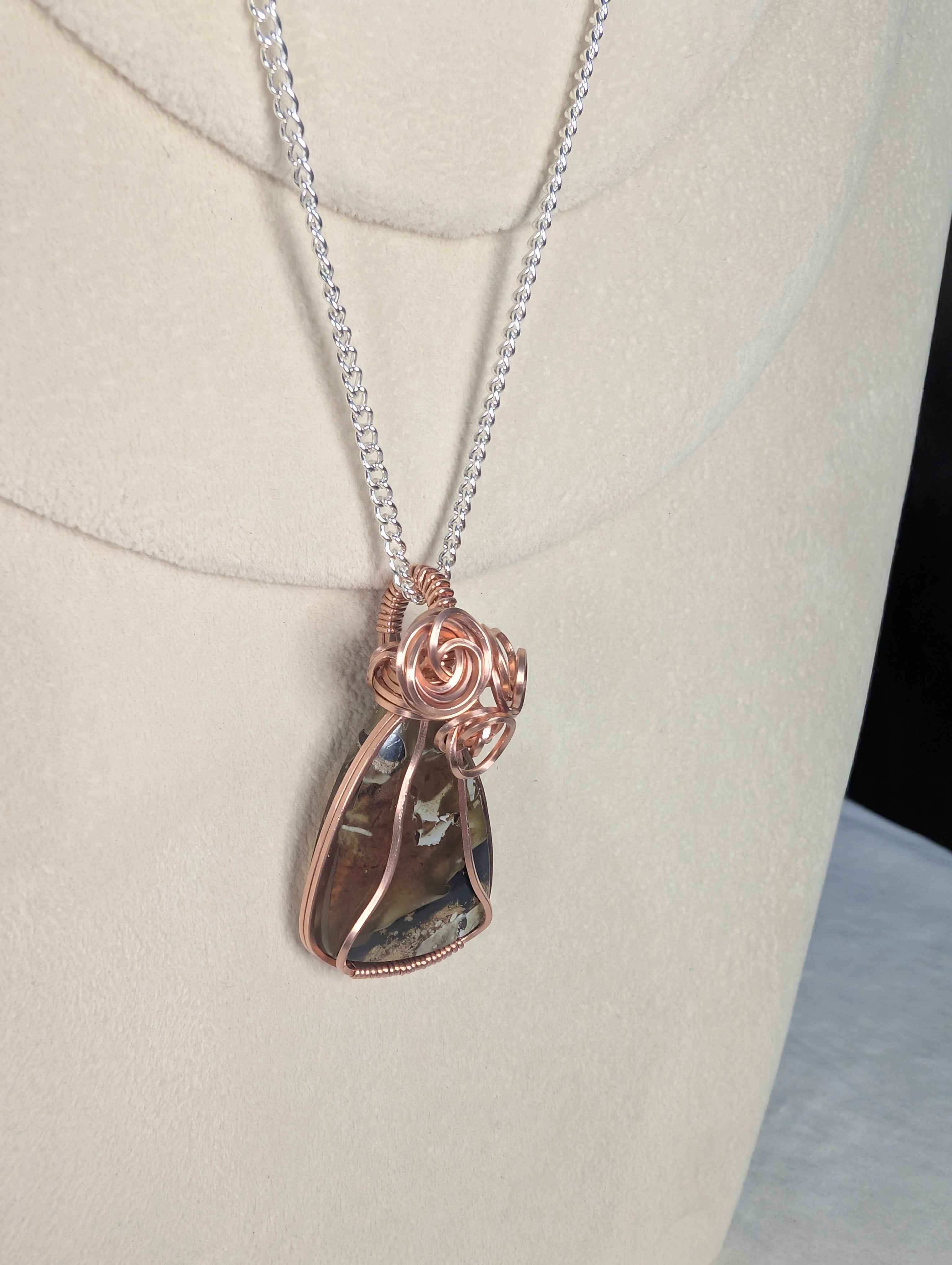 Raw Copper Amber Cabochon Pendant Necklace | | Wiccan Center