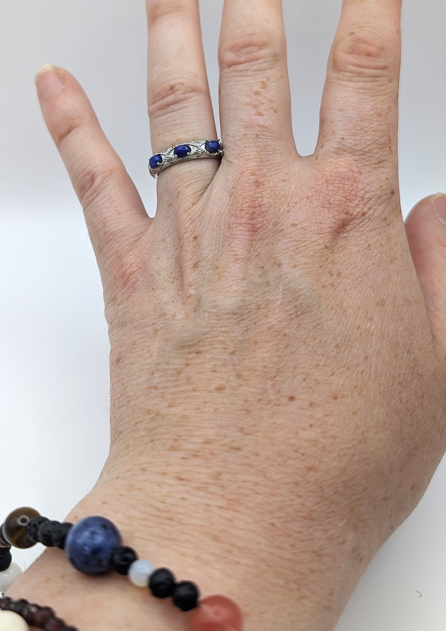 Ring Lapis Lazuli Band Silver Color Plated Adjustable | | Wiccan Center