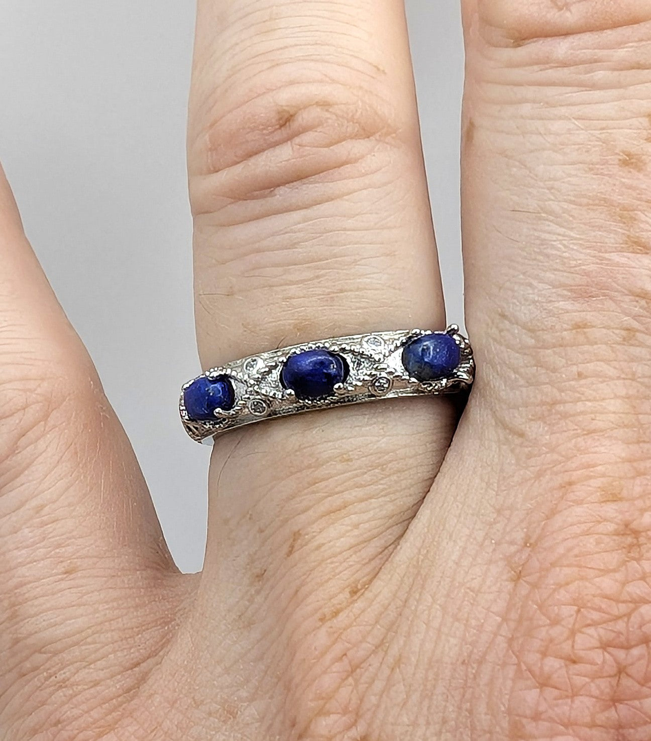 Ring Lapis Lazuli Band Silver Color Plated Adjustable | | Wiccan Center
