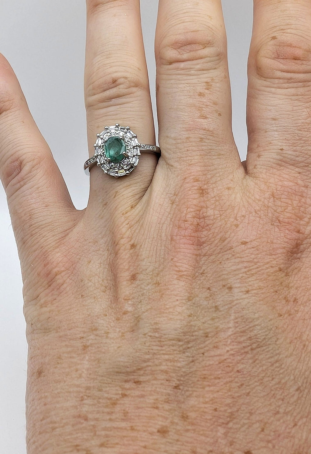 Ring Green Fluorite with White Accent Stones Silver Color Plated Adjustable | | Wiccan Center