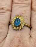 Ring Blue Cat’s Eye Glass Gold Color Plated | | Wiccan Center